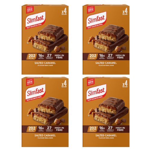 SlimFast Meal Replacement Snack Bar, Salted Caramel Flavour Full Case (16 x 60g)
